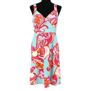 J. McLaughlin Catalina Cloth Sleeveless Crossover Dress Multicolor Print M